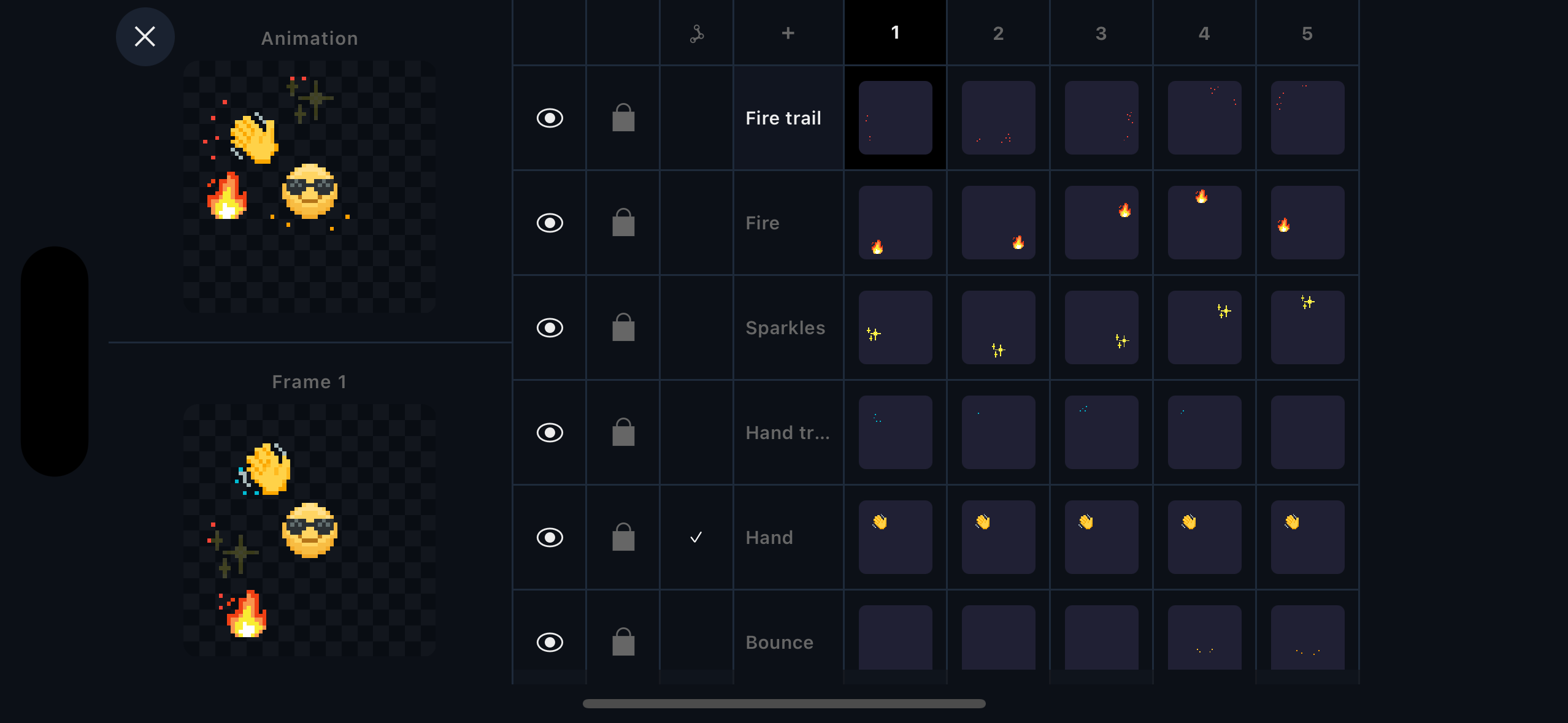 Timeline view with layers